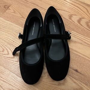 Stuart Weitzman Alice Black Suede Mary Jane Flats